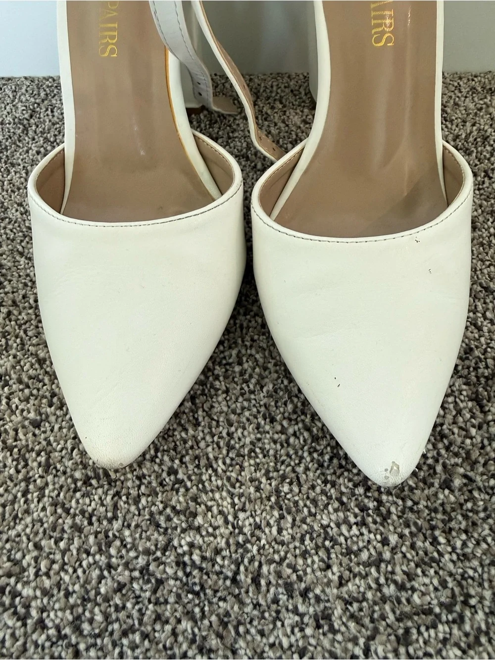Dream Pairs White Pointed-Toe Ankle Strap Heels